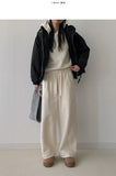 Shirring Hood Crop Padding Jumper