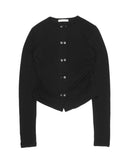 DOUBLE BUTTON SHIRRING CARDIGAN