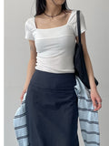 Rie RIb Square Neck Short Sleeve T-Shirt