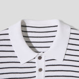 Cotton Stripe Collar Half Knit