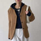 [wool90%] Sheffield no-collar wool loose fit coat jacket