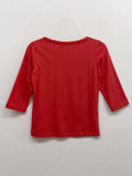 Boatneck Cotton Three Quarter T-shirt