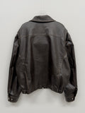 [unisex] Curl Vintage Leather Overfit Blouson