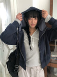 Inf Check Color Matching Two-Way Hood Zip-Up