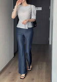Marisa Short Sleeve Puff Unbalanced Wrap Blouse
