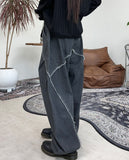 Cabello cutting line denim pants