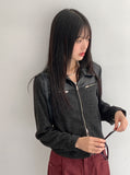 [MADE] Disher Zipper Leather Color Matching Two-Way Knit Zip-Up Jumper