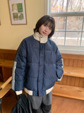 Koori Color Matching Line Padding Jumper