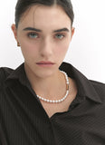 H edition Silver(Y) White Pearl Bead Necklace 8mm