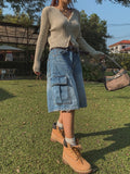 Ain Cutting Cargo Bermuda Denim Pants