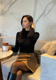 Holly half turtleneck shirring knit