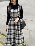Kyuren Polar Knit Check Bustier One Piece Set (Belt Set)