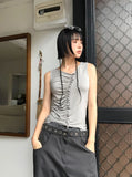 FRILL SHIRRING SLEEVELESS