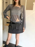 [belt set] Even Stitch Pocket Cargo Cotton Mini Skirt