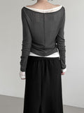 Renne See-through Boat Neck Long Sleeve Tee