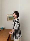 [unisex] Hemda Stripe Over Short Sleeve Tee
