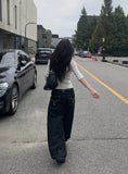 Emil Back Buckle Stitch Raw Denim Wide Pants