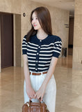 Hazel Stripe Puff Knit Cardigan