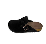 Suede Buckle Mule Slippers