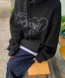 Tmel heart printed brushed hoodie