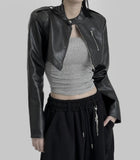Sate leather short jacket