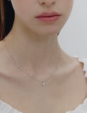 Essence Silver (W) Moissanite Flower Dainty Necklace