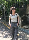 Boda Stripe Color Matching Daily Short Sleeve T-shirt