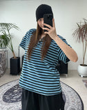 Gaen Terry Stripe Collar Tee