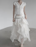 Leaf Jacquard See-through Lace Cardigan