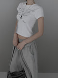 Rail Pintuck Printed Short Sleeve T-shirt
