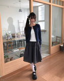 Mien Round Button Long Sleeve Cardigan