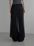 Sheer See-through Layered Long Skirt