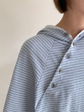 [Unisex] Belinde Stripe Hood Short Sleeve Tee