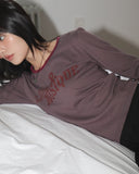 Penkey Stripe Lettering Semi-Cropped Long-Sleeved T-Shirt