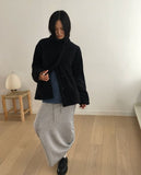 Harking High Neck Button Fleece Fur Loose Fit Jumper