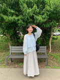 Huo Nylon Balloon Flare Banding Long Skirt