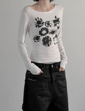 Press Flower Boat Neck Tee