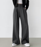 Inner Button Adjust Waist Adjustment Wide Slacks Pants