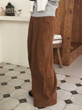 Beeton Back Banding Pintuck Corduroy Long Wide Pants