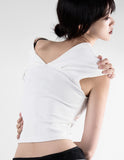 Wrinkle Cross Up Off Shoulder T