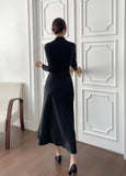 Liperon Satin Flared Banding Skirt