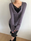 [MADE] HIR Sleeve Button Shirred V-Neck Cardigan