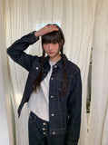 Hopan Non-Fade Pocket Raw Denim Jacket