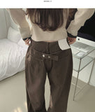 Back Point Adjust Loose Fit Wide 4-Season Cotton Pants