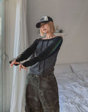 Five Strap Off Shoulder Stripe Long Sleeve