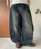 Komei Washing Peach Fuzz Balloon Wide Denim Pants