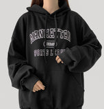 Manhattan Lettering Loose Fit Unisex Lightweight Hood T-Shirt