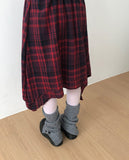 T-L Vintage Check Layered Midi Skirt