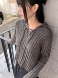 [MADE] Foundy Wool Ribbon Strap Collar Ribbed Long Sleeve Knit