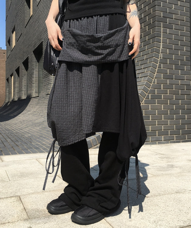 【Anyone more】Tujeu Check Wrap String Layered Skirt Anyone more (エニワンモア) - トゥジュチェックラップ